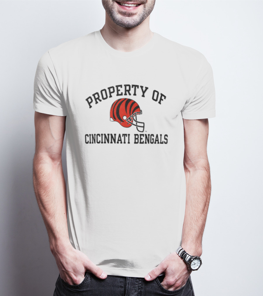 Cincinnati Bengals Helmet Property Of NFL Sports Fan Gear T-Shirt