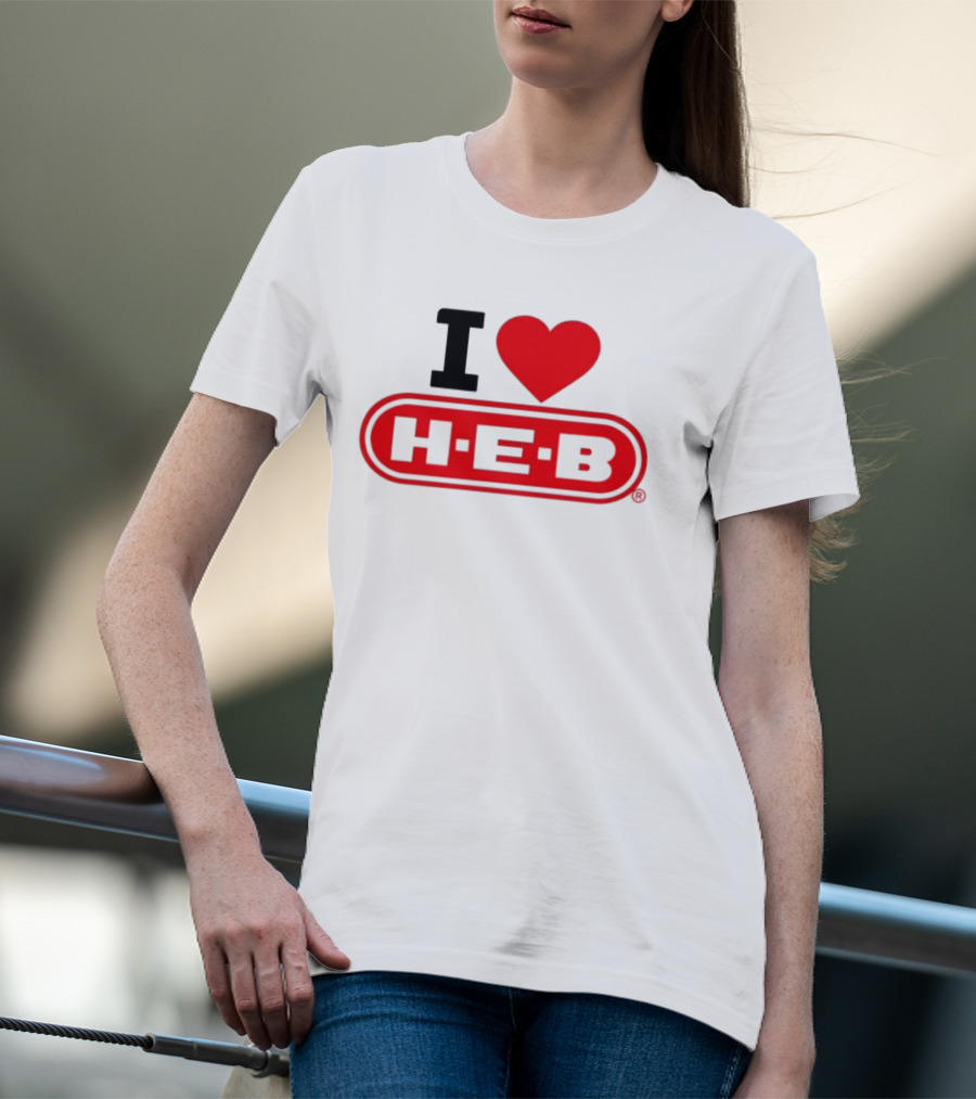 I Love H E B Texas Grocery Store Red Heart T-Shirt