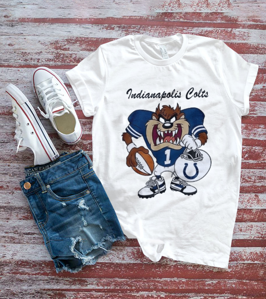Indianapolis Colts Looney Tunes Taz Football Character Collaboration T-Shirt