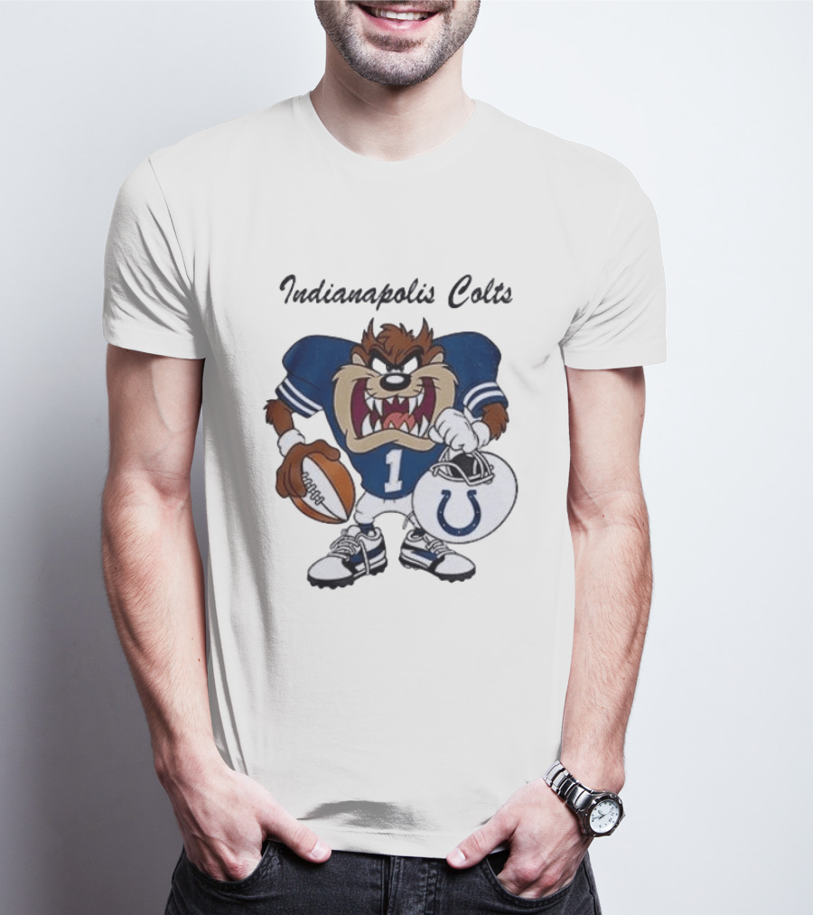 Indianapolis Colts Looney Tunes Taz Football Character Collaboration T-Shirt