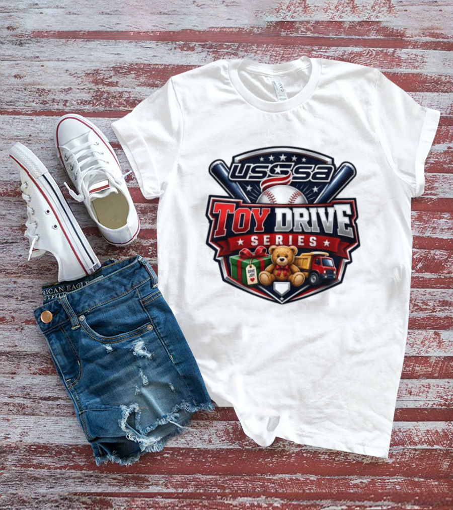 USSSA Toy Drive Series Teddy Bear Truck Give Joy Baseball Tournament T-Shirt