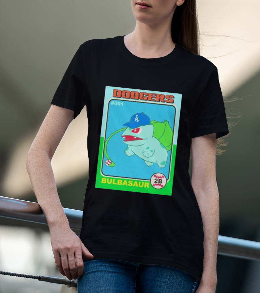 Bulbasaur Dodgers LA Cap Baseball Card No 001 T-Shirt