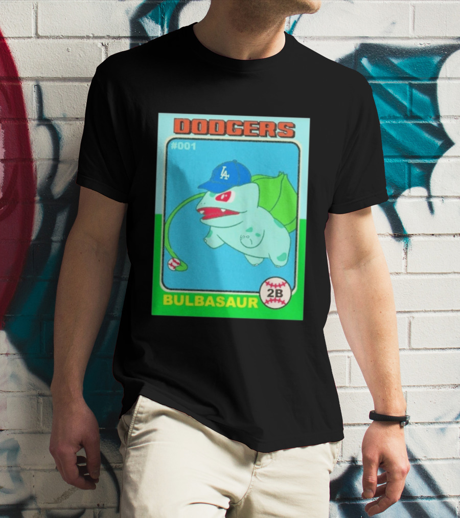Bulbasaur Dodgers LA Cap Baseball Card No 001 T-Shirt