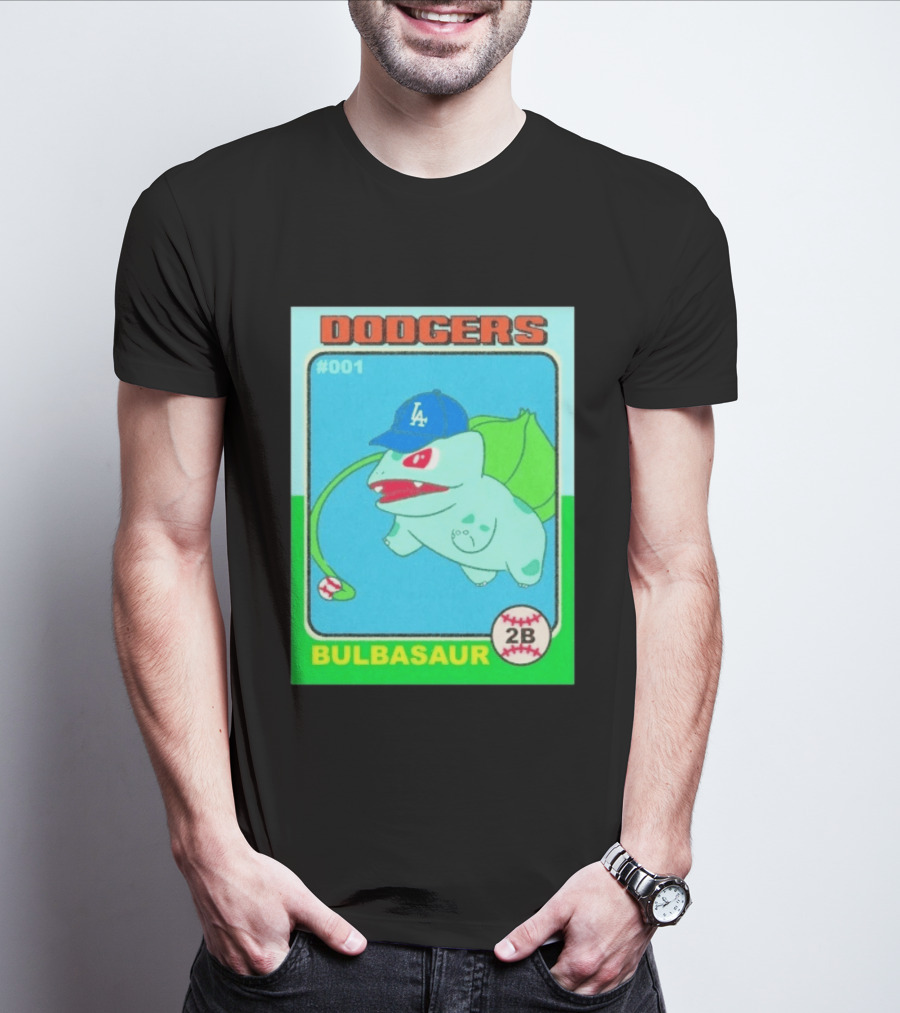 Bulbasaur Dodgers LA Cap Baseball Card No 001 T-Shirt