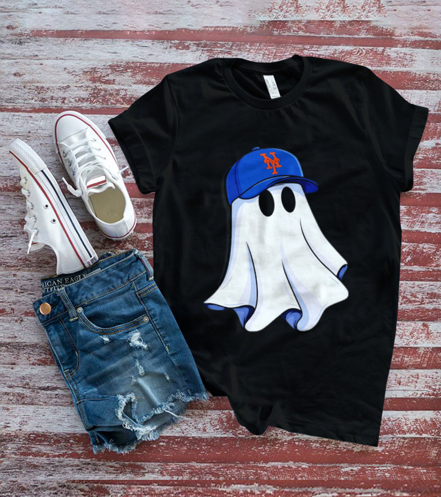 New York Mets MLB Ghost Baseball Halloween T-Shirt