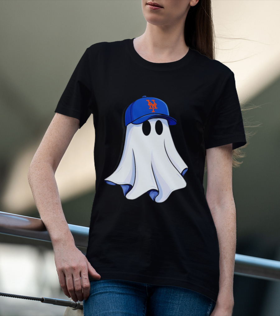 New York Mets MLB Ghost Baseball Halloween T-Shirt