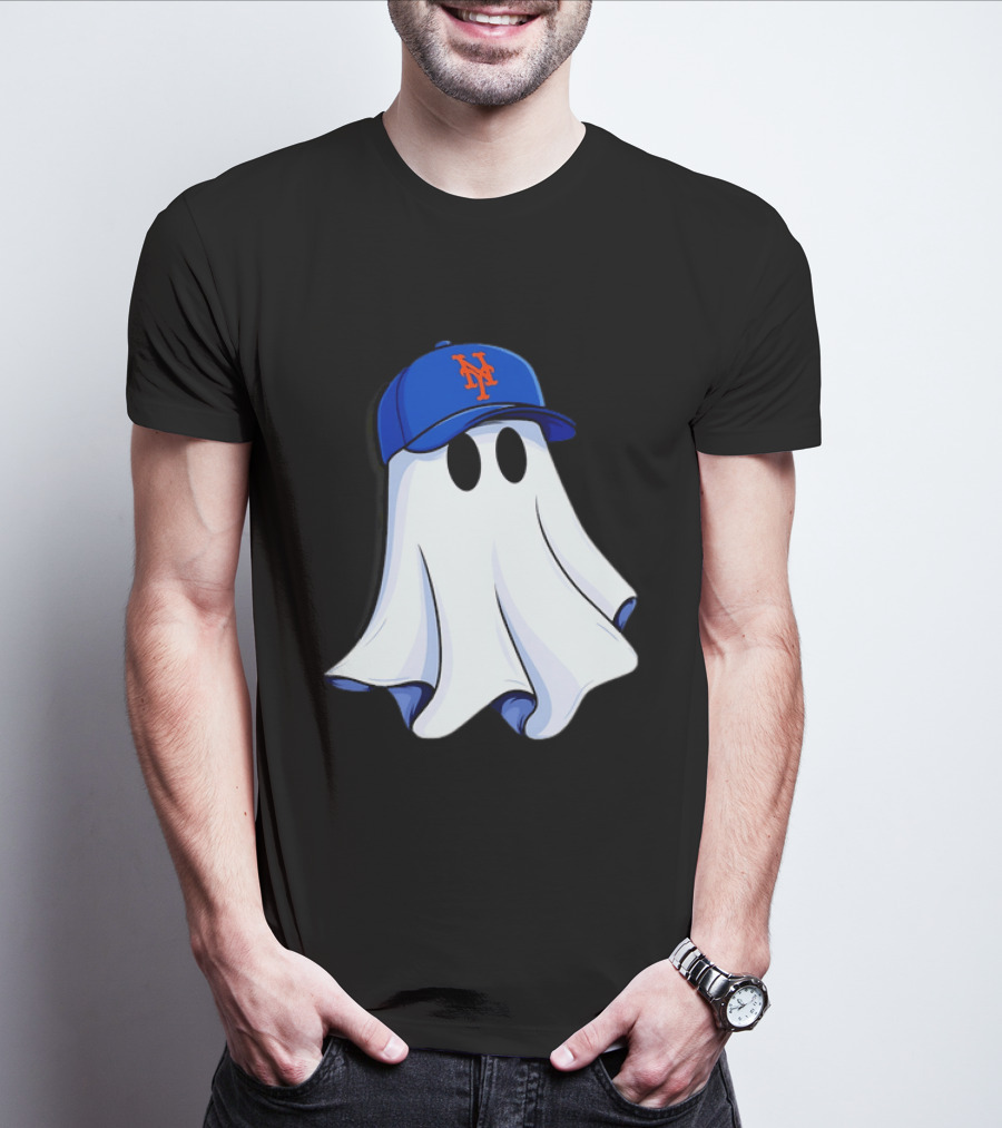 New York Mets MLB Ghost Baseball Halloween T-Shirt