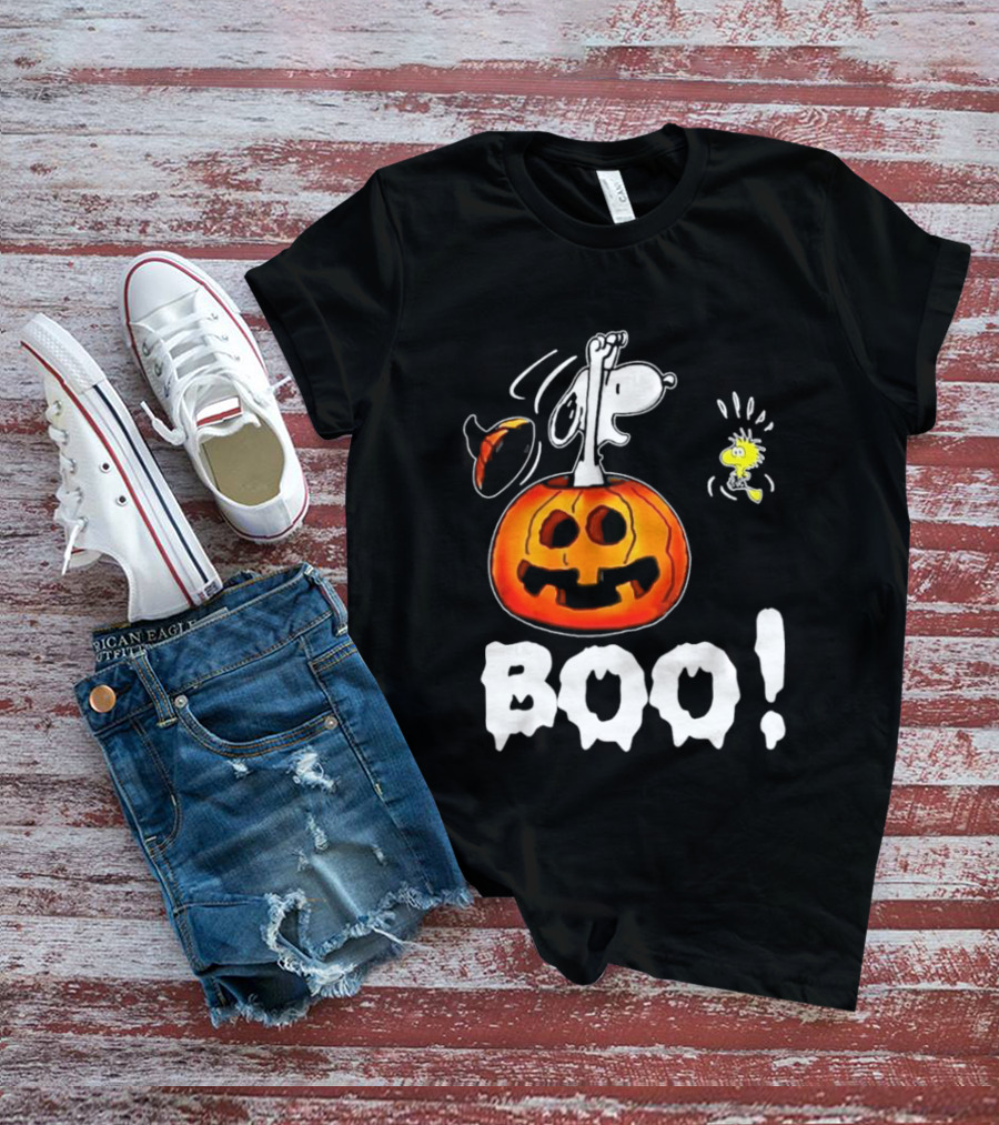 Snoopy Pumpkin Costume Woodstock Halloween BOO Peanuts T-Shirt