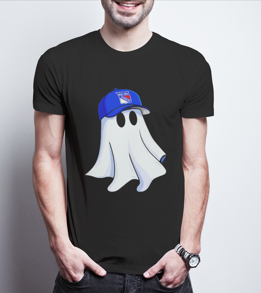 New York Rangers Ghost With Blue Cap Halloween T-Shirt