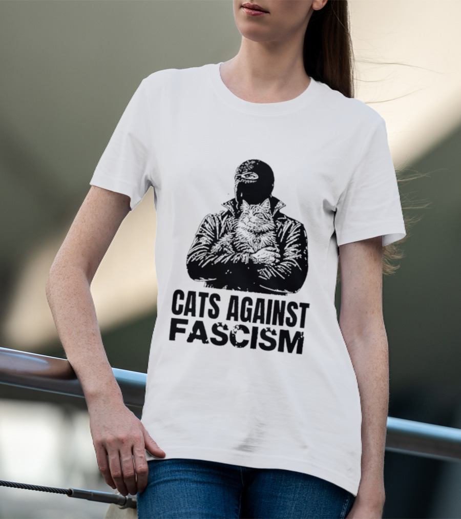 Cats Against Fascism Anarchist Cat Resistance Anti Fascist Movement T-Shirt