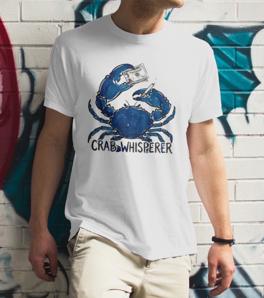 Crab Whisperer Blue Crab Holding Paintbrush Meme T-Shirt