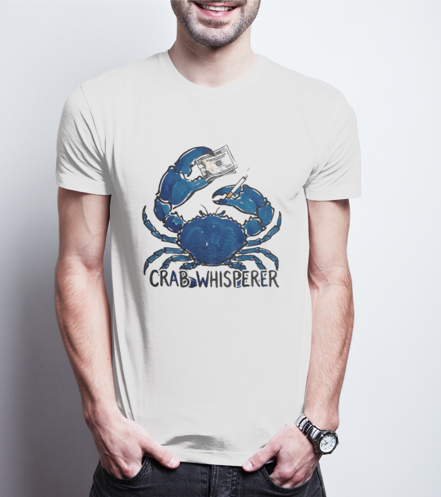 Crab Whisperer Blue Crab Holding Paintbrush Meme T-Shirt