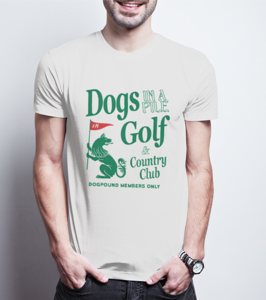 Dogs In A Pile Golf And Country Club Doghouse Wherever Cozy T-Shirt