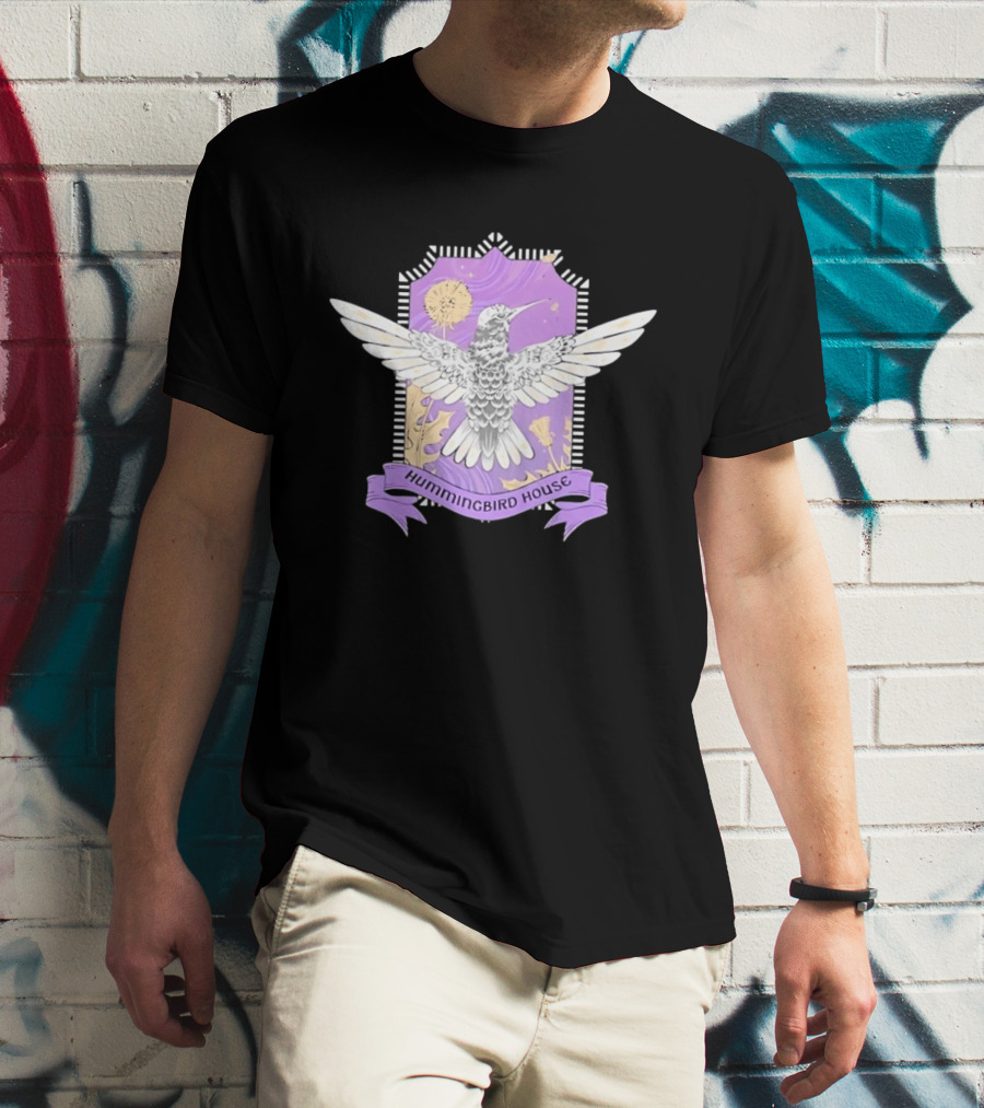 Hummingbird House Nature Botanical Dandelion Crest Purple T-Shirt