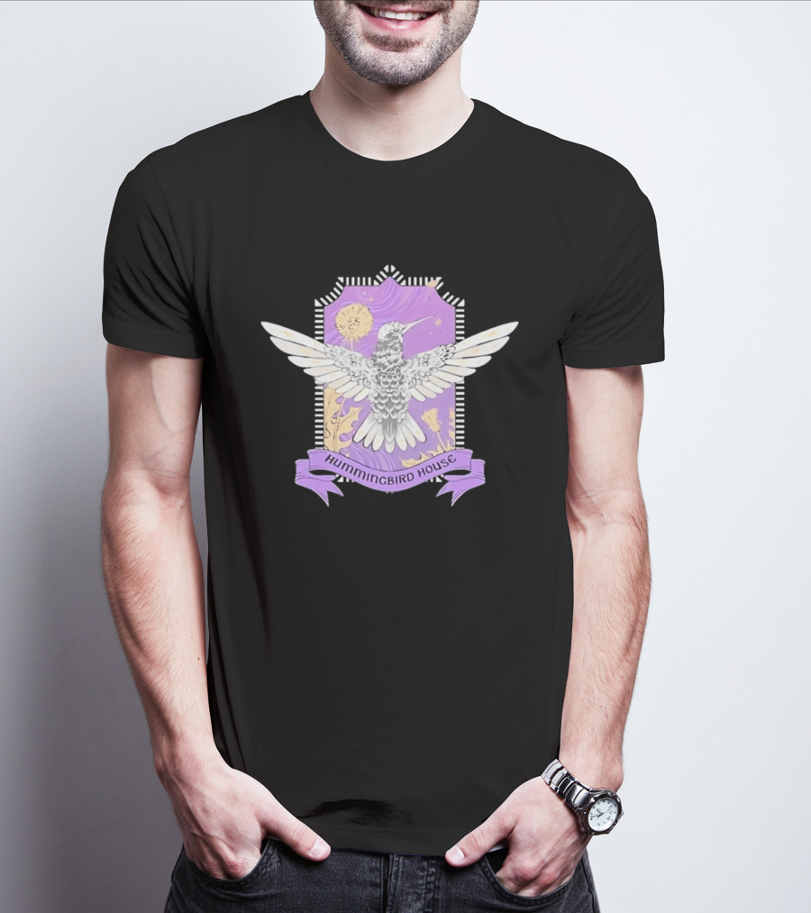 Hummingbird House Nature Botanical Dandelion Crest Purple T-Shirt