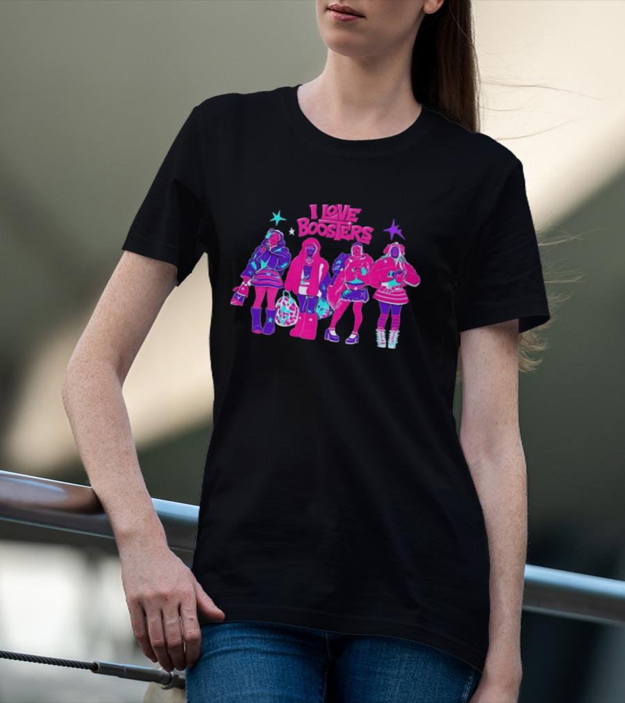 I Love Boosters Y2K Aesthetic Fashion Streetwear Style Colorful Retro Outfits T-Shirt