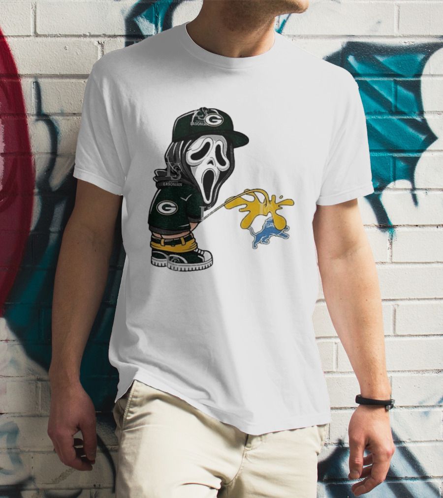 Green Bay Packers Ghostface Pissing On Detroit Lions NFL Rivalry T-Shirt