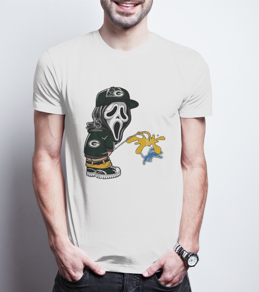 Green Bay Packers Ghostface Pissing On Detroit Lions NFL Rivalry T-Shirt