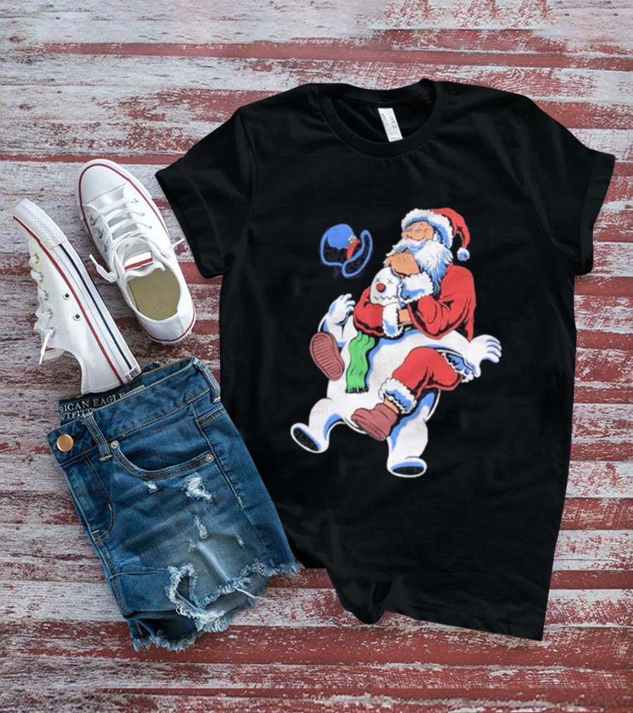 Jiu Jitsu Santa Rear Naked Choke Snowman Christmas T-Shirt