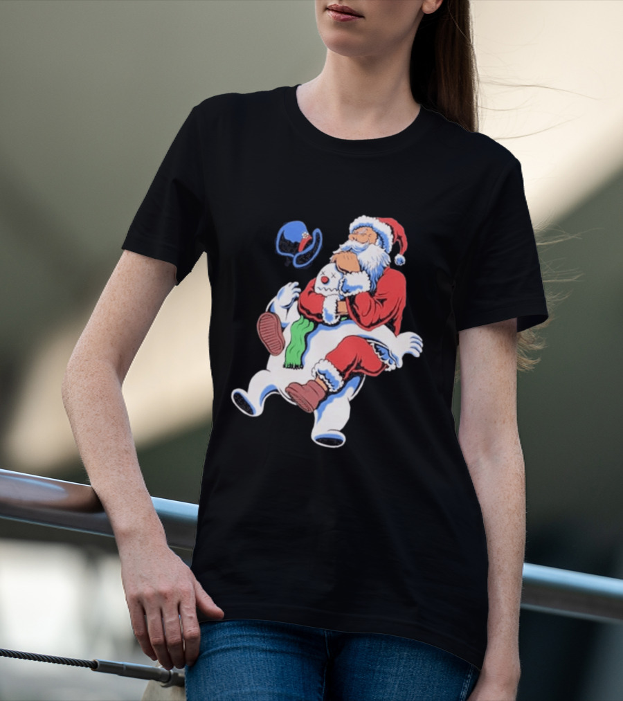 Jiu Jitsu Santa Rear Naked Choke Snowman Christmas T-Shirt