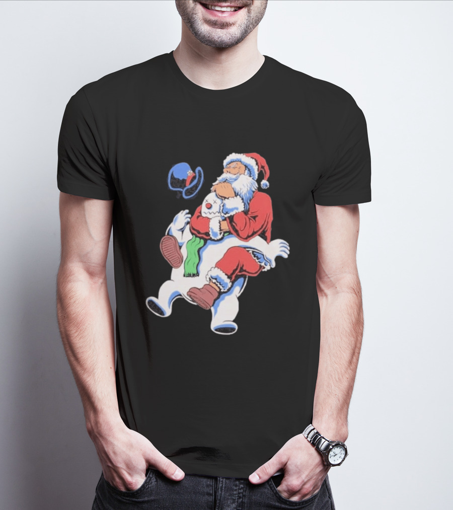 Jiu Jitsu Santa Rear Naked Choke Snowman Christmas T-Shirt