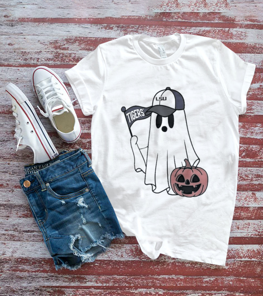 Lsu Tigers NCAA Football Halloween Ghost Pumpkin Fan Gear T-Shirt