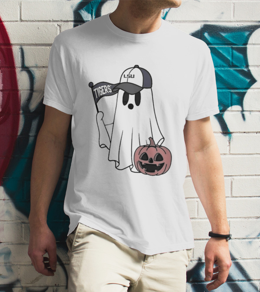 Lsu Tigers NCAA Football Halloween Ghost Pumpkin Fan Gear T-Shirt