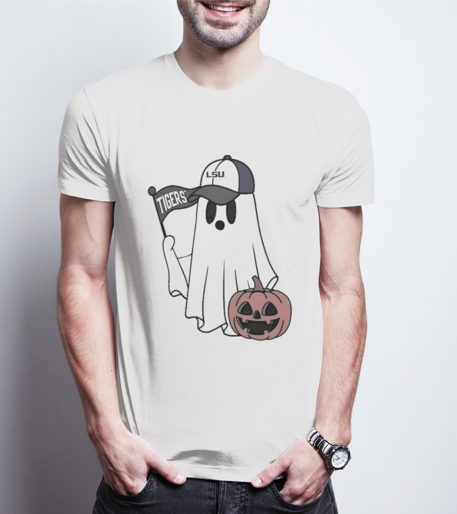 Lsu Tigers NCAA Football Halloween Ghost Pumpkin Fan Gear T-Shirt