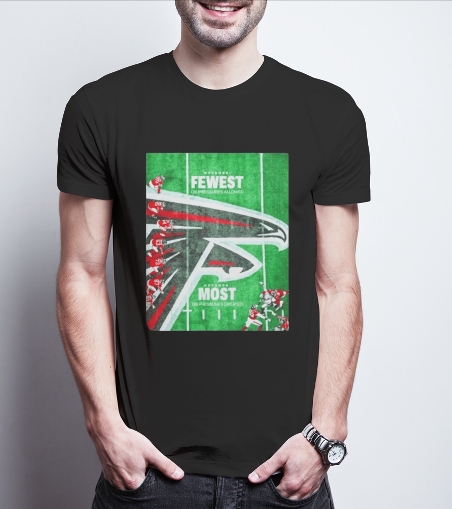 Atlanta Falcons Offense Fewest QB Pressures Allowed Defense Most Pressures Created T-Shirt