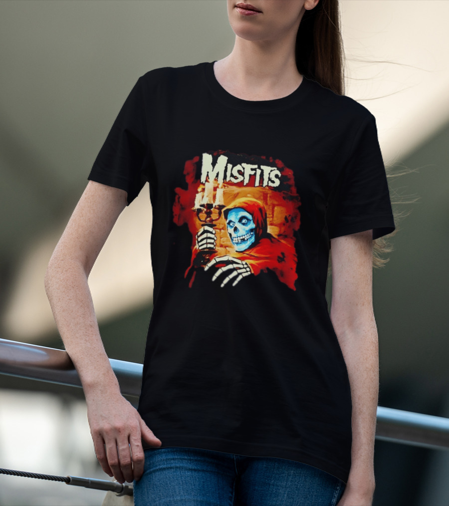 Misfits Crimson Ghost Candle Holder Punk Rock Skeleton T-Shirt