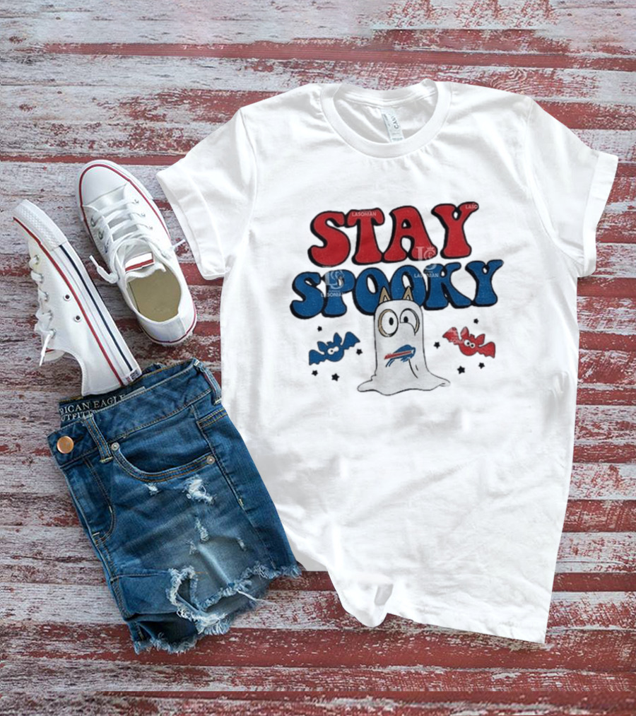 Buffalo Bills Bluey Halloween Stay Spooky Ghost Cartoon T-Shirt