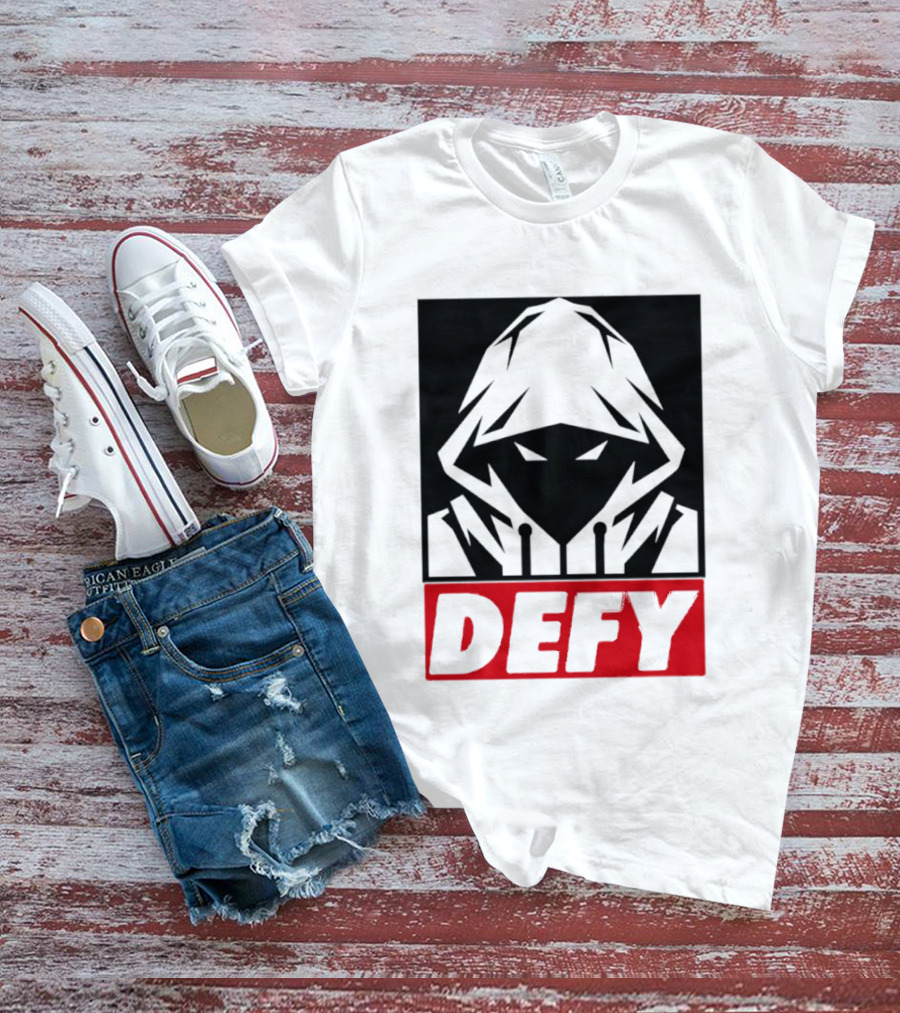 Defy Hooded Figure Streetwear Urban Fashion T-Shirt