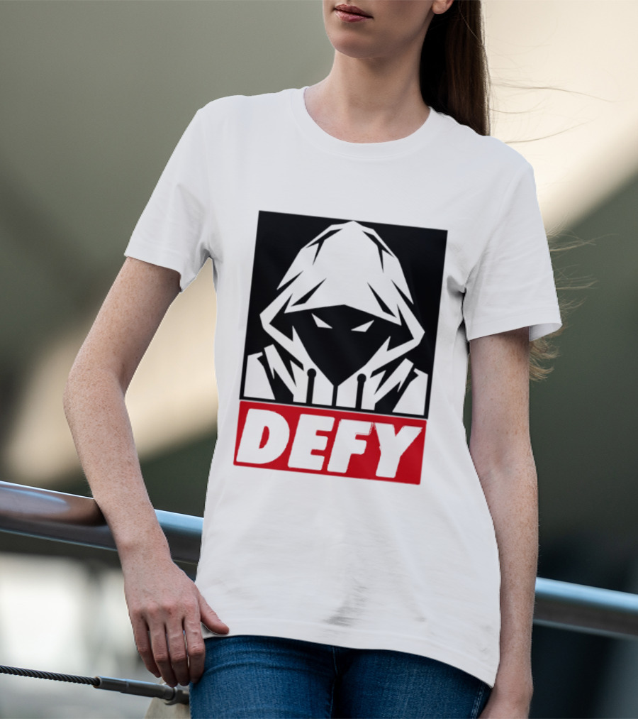 Defy Hooded Figure Streetwear Urban Fashion T-Shirt