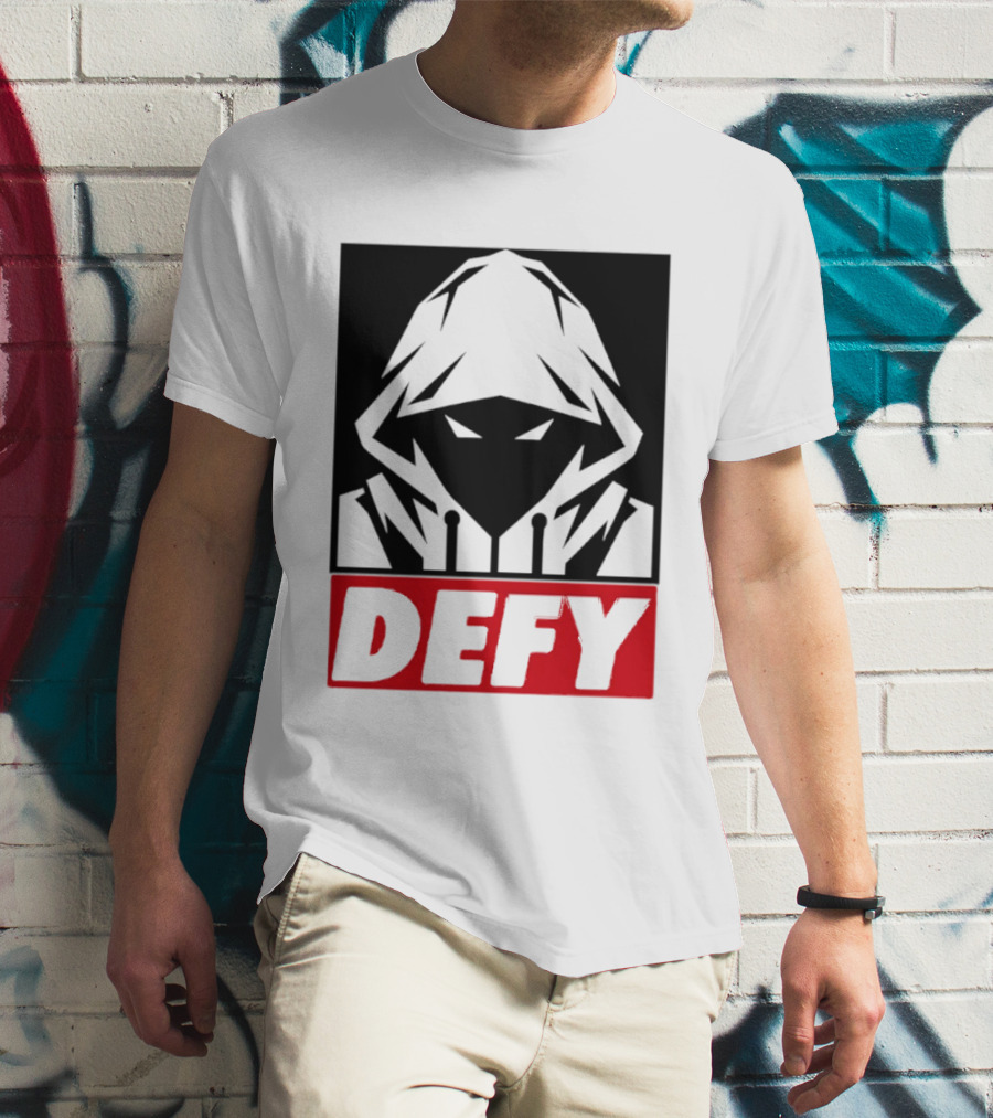 Defy Hooded Figure Streetwear Urban Fashion T-Shirt