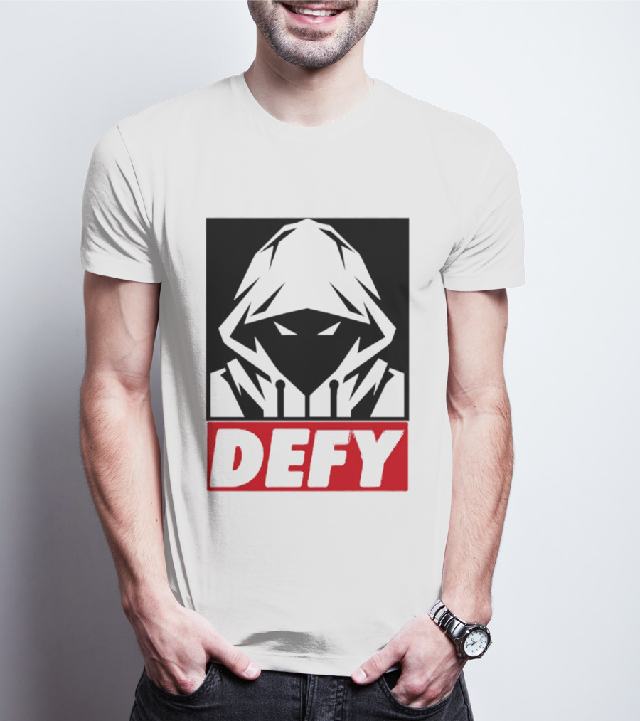 Defy Hooded Figure Streetwear Urban Fashion T-Shirt