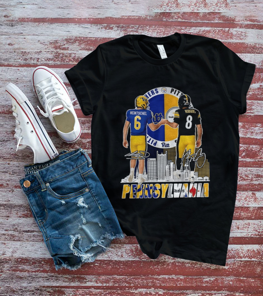 Pitt Panthers Heintschel And Pittsburgh Steelers Rodgers Pennsylvania Football Team Collaboration T-Shirt