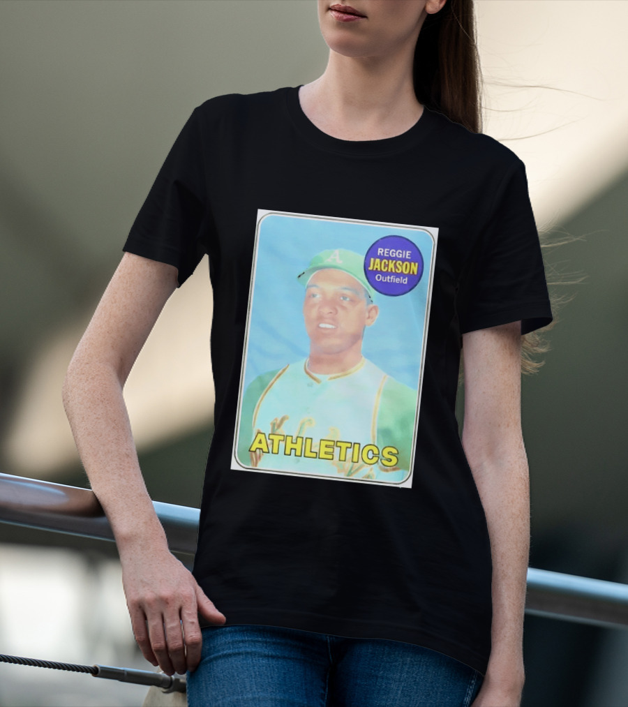Reggie Jackson Athletics Outfield Baseball Card Oakland A's Player T-Shirt