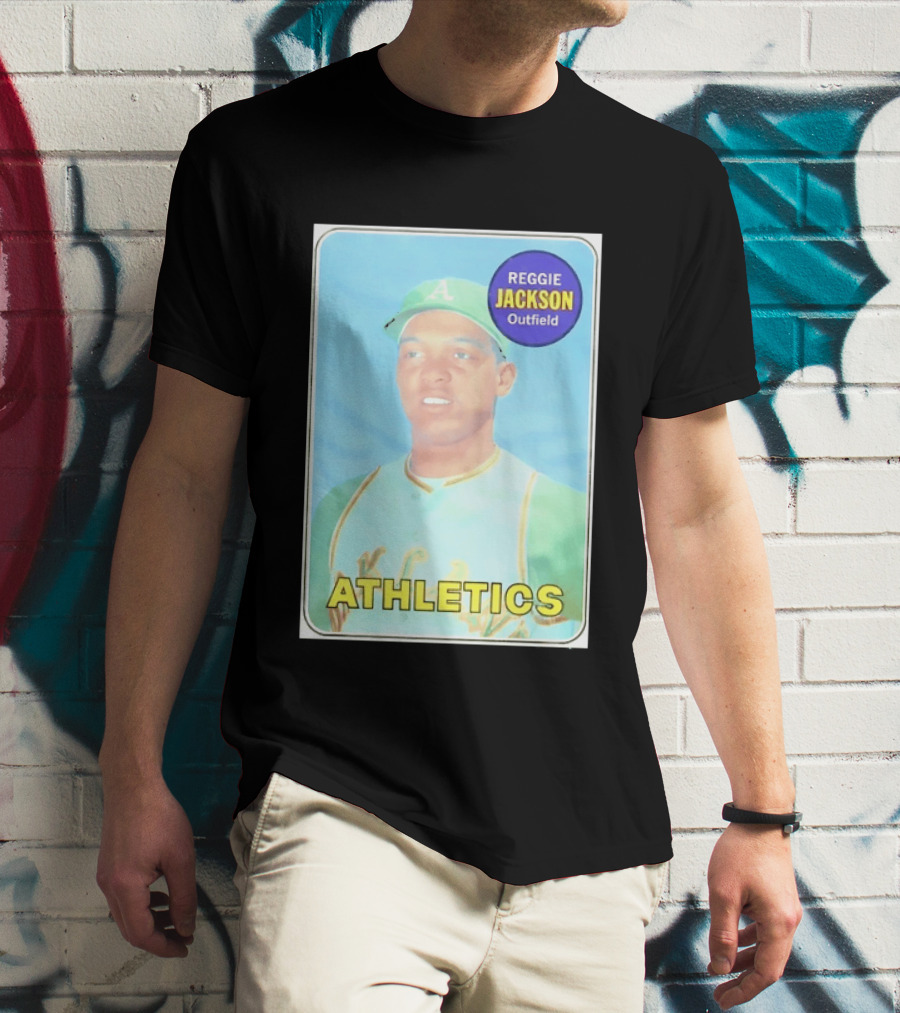 Reggie Jackson Athletics Outfield Baseball Card Oakland A's Player T-Shirt