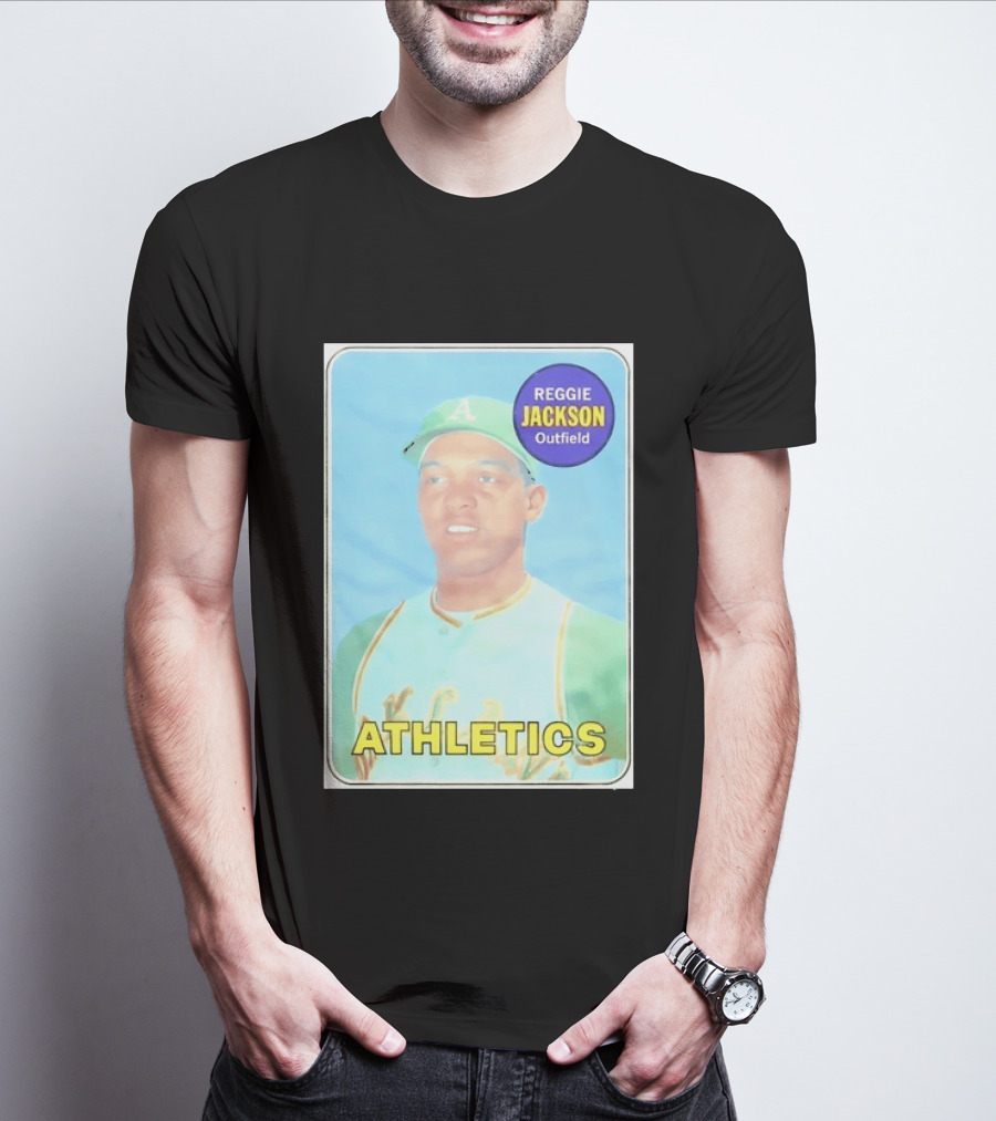 Reggie Jackson Athletics Outfield Baseball Card Oakland A's Player T-Shirt
