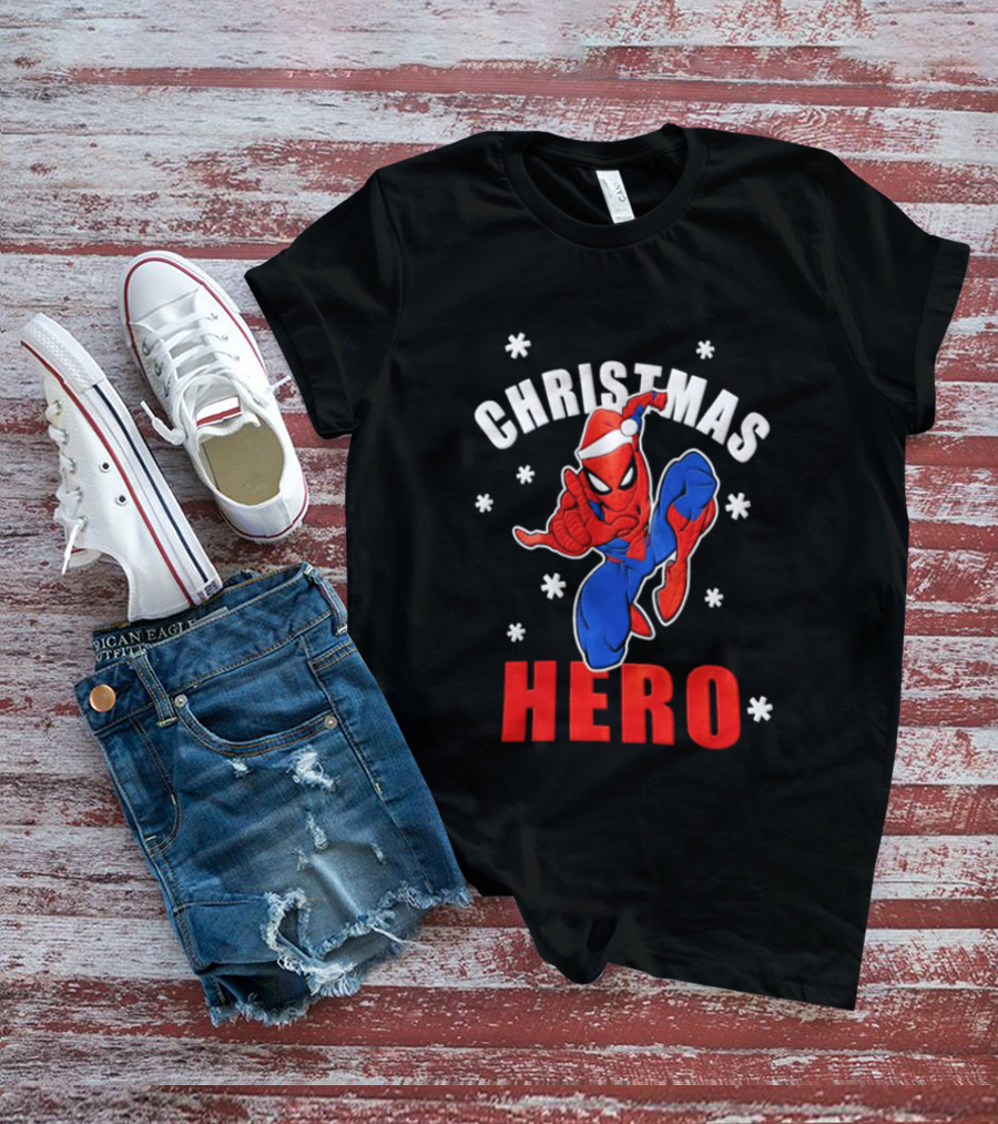 Christmas Hero Santa Hat Spider Man Marvel T-Shirt