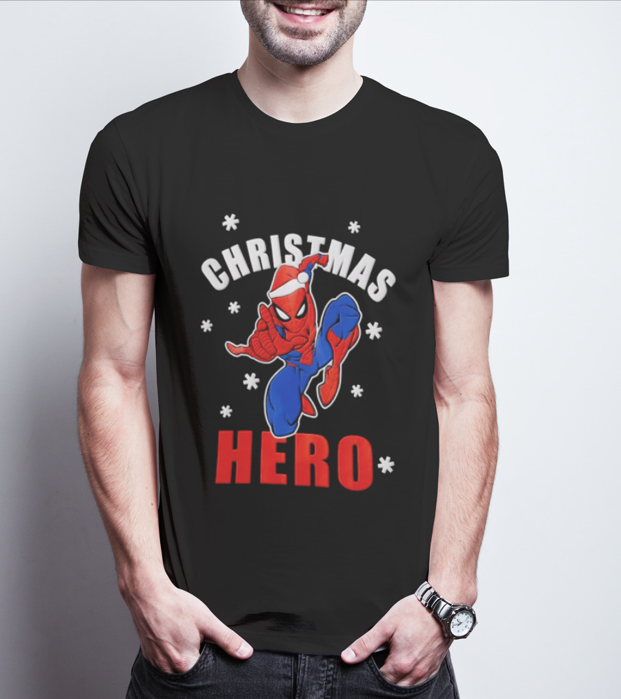 Christmas Hero Santa Hat Spider Man Marvel T-Shirt