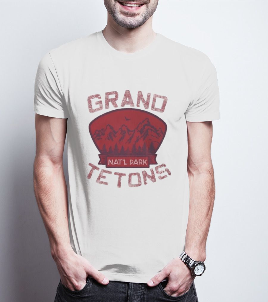 Grand Tetons Nat'l Park Distressed Mountain Landscape T-Shirt