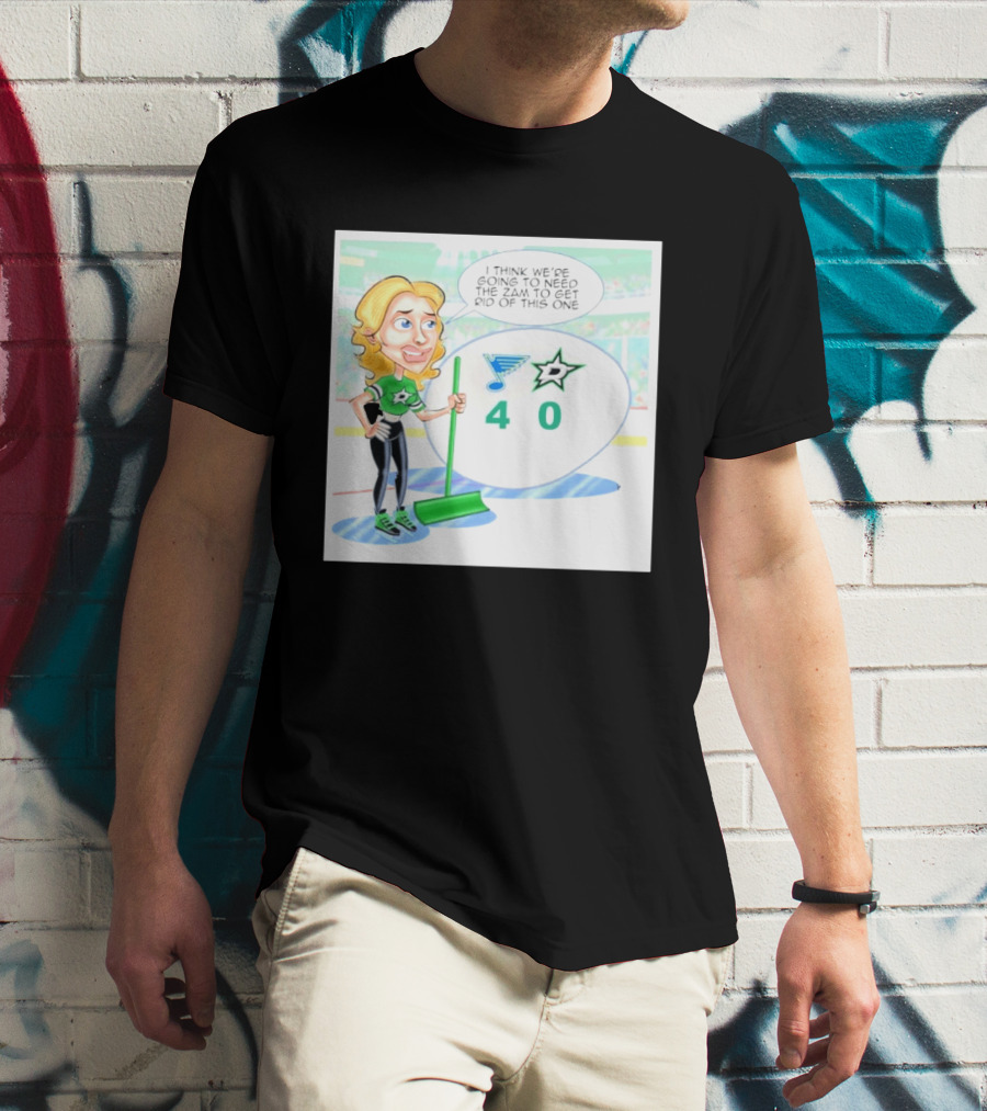 St Louis Blues Vs Dallas Stars Hockey 4 0 Cartoon With Humor And Zamboni Joke T-Shirt