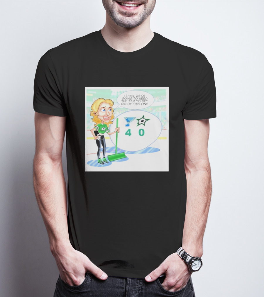 St Louis Blues Vs Dallas Stars Hockey 4 0 Cartoon With Humor And Zamboni Joke T-Shirt