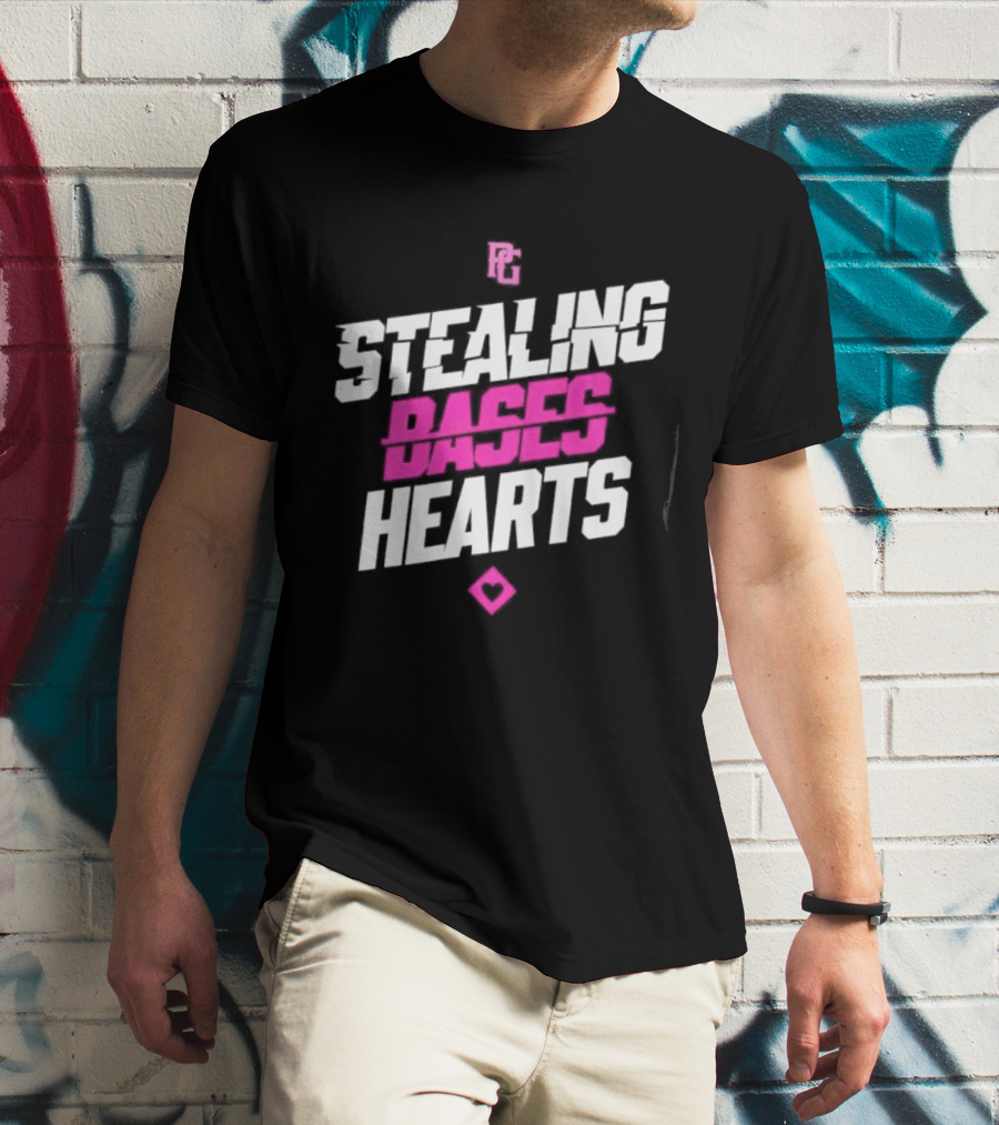 Stealing Bases Hearts Performance Pink Diamond T-Shirt