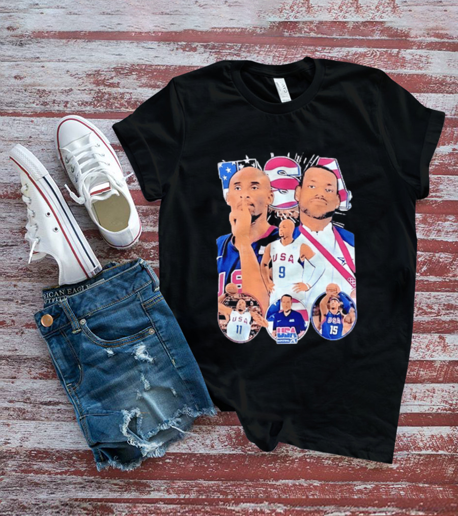 Kobe Bryant LeBron James USA Basketball Legends Iconic Team USA Moments T-Shirt