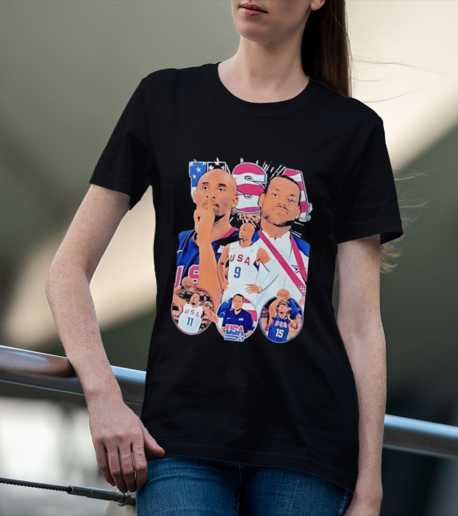 Kobe Bryant LeBron James USA Basketball Legends Iconic Team USA Moments T-Shirt