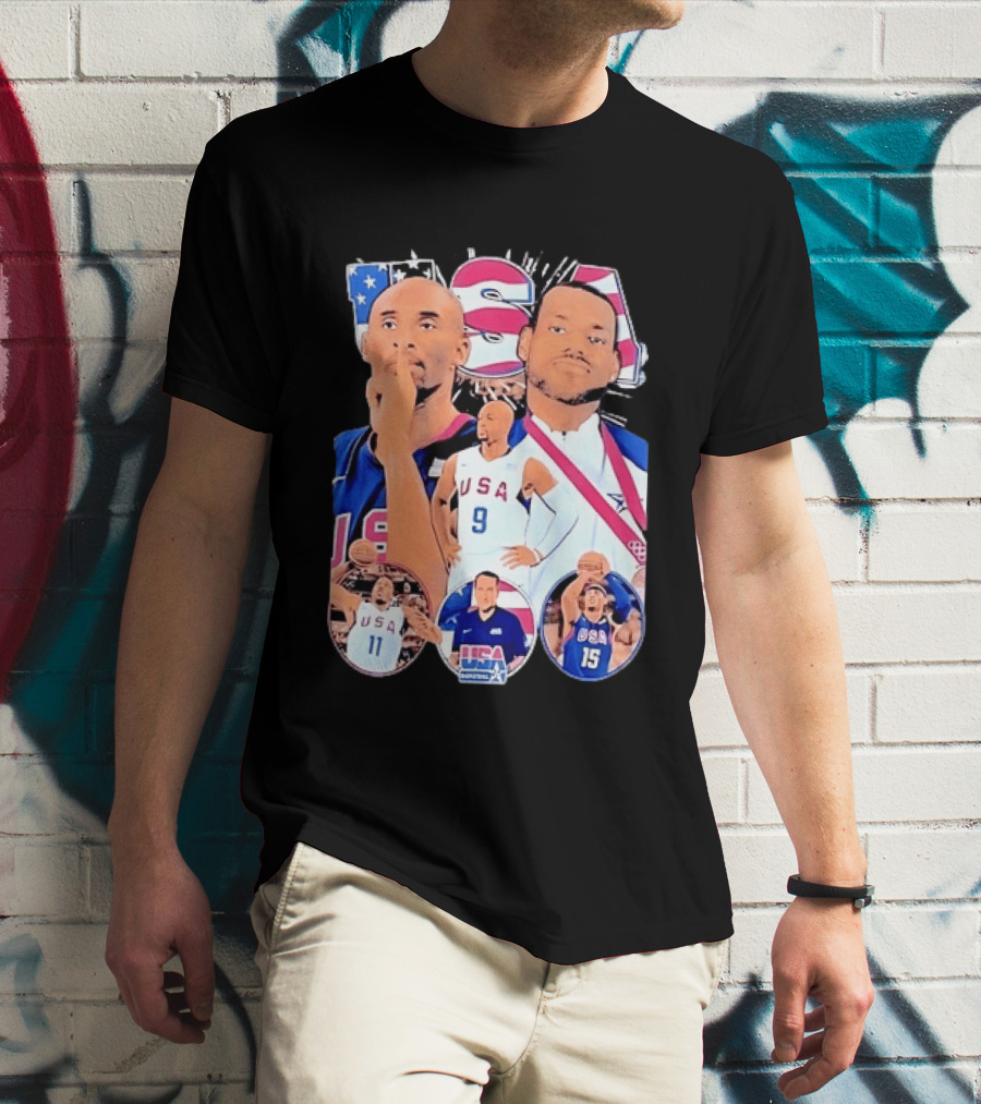 Kobe Bryant LeBron James USA Basketball Legends Iconic Team USA Moments T-Shirt