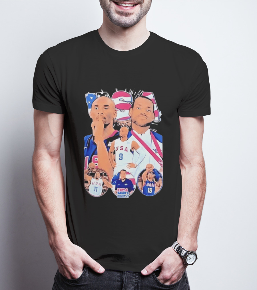 Kobe Bryant LeBron James USA Basketball Legends Iconic Team USA Moments T-Shirt