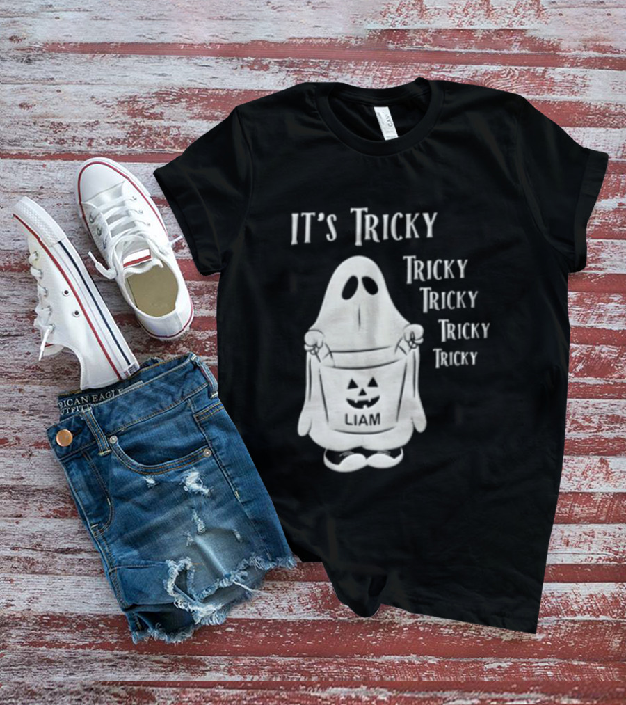 It's Tricky Ghost Holding Jack O Lantern Bucket Halloween T-Shirt
